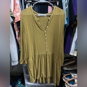 Olive Chartreuse Free People Beach button dress size M